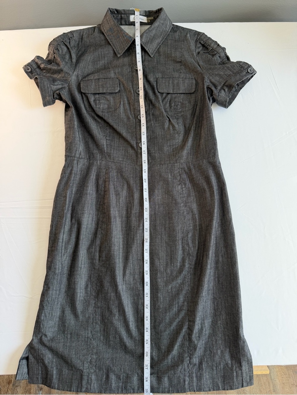 Calvin Klein Grey Shirt Dress with Chest Pockets - Picture 3 of 8
